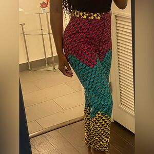 WEST AFRICAN- HANDMADE Colorful Houndstooth Patterned Pants